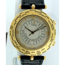 Van Cleef & Arpels Traveler With Alarm And World Time 18k Yellow Gold 36mm Watch