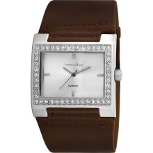 Vernier Women's V111-03 Silver Tone Crystal Stone Bezel Watch
