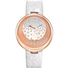 Versace Perpetuelle Women's Quartz Watch With Mother Of Pearl Dial Analogue Display And White Leather Strap 87Q80d98f S001