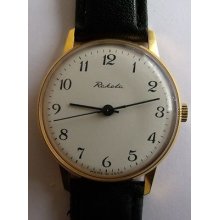 Very Rare New-mint- Raketa--gold Plated-20mikrons- Wrist Wach-men,s