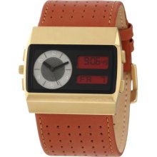 Vestal Mens Monte Carlo Ana-Digi Stainless Watch - Brown Leather Strap - Black Dial - MCW029