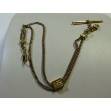 Victorian Art Nouveau Rolled Gold Filled Pocket Watch Chain Slide Excellent Cond