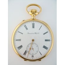 Vintage 18K YG International Watch Co IWC Openface Pocket Watch