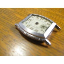 Vintage 30s 40s Flint Hinged Case Mechanical Wrist Watch Mens Parts Repair - Silver - Silver Tone