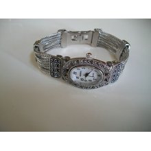 Vintage Bracelet Marcasite Antique Lady Special Occasion Oval Watch