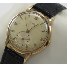 Vintage Breitling 18k Solid Rose Gold Mens Manual Watch Cal 19 Collectable