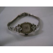 Vintage Ladies 14k White Gold & Diamond Elgin Watch