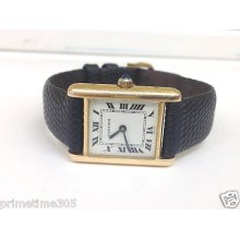 Vintage Ladies Cartier Tank Watch In 18k Solid Yellow Gold