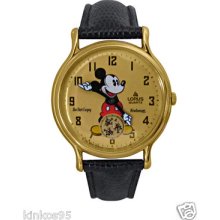 Vintage Mens Disney Lorus Mickey Mouse Gold Watch