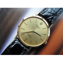 Vintage Model 4112 Cellini Gold Dial Manual Winding Solid 18k Gold Excellent