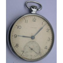 Vintage Molnija 15 Jewels Open Face Men's Pocket Watch Ussr 1950's