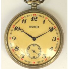 Vintage Molnija (molnia) Open Face Pocket Watch Cal.3602 18 Jewels Ship