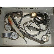 Vintage Non Working Box Lot Wrist Watches For Parts Or Repair Jemis Sharp Timex