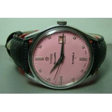 Vintage Titoni Airmaster Rotomatic Auto Date Swiss Old Used Watch Pink Dial F659