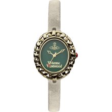 Vivienne Westwood Rococo Ii Women's Quartz Watch With Green Dial Analogue Display And White Leather Strap Vv005grgy