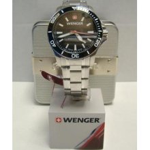 Wenger Swiss Men's Watch Sea Force Black Dial Stainless 0641.105 Msrp $275