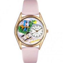Whimsical Watches C-0150012 Womens Bird Watching Yellow Leather And Goldtone Watch