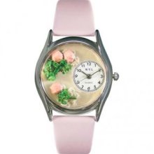 Whimsical Watches S1210005 Roses Pink Leather And Silvertone Watch