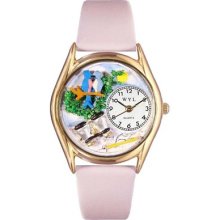 Whimsical Watches Women's Bird Watching Yellow Leather And Gold Tone Watch