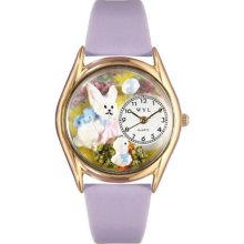 Whimsical Womens Easter Bunny Yellow Leather Watch #557513
