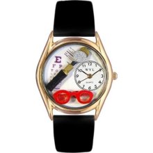 Whimsical Womens Opthamologist Black Leather And Goldtone Watch # ...
