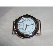 White and Silver and Gold Narmi Solid Bar Watch Face for Beading or Use with Interchangeable Watch Bands