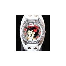White Betty Boop Womens Girls Quartz Wristwatch Watches-Discount to Wholesale - Leather - White