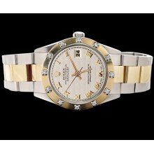 White roman dial rolex datejust watch SS & gold oyster