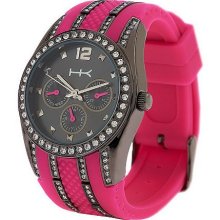 Wildlife by Heidi Klum Multi-Function Silicone Strap Watch - Pink/Gunmetal - One Size