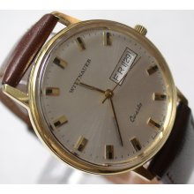 Wittnauer Men's Gold Swiss Made Quartz Dual Calendar Watch w/ Hadley-Roma $625