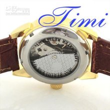 Women Automatic Mechanical Watch Classic Gold Rim Brown
