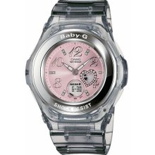 Women's Clear Resin Black Baby-G Shock Analog Digital Strap