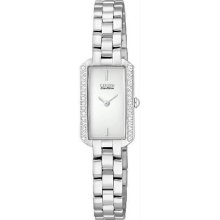 Women's Stainless Steel Silhouette Eco-Drive Swarovski Crystals Silver Dial