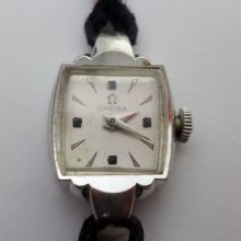 Women's Vintage Omega Watch 14kt White Gold-filled Gf Swiss Made Fancy Lugs 363