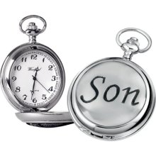 Woodford Quartz Pocket Watch, 1902/Q, Men's Chrome-Finished Son Pattern With Chain (Suitable For Engraving)