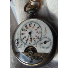 Wow Rare Antique Swiss Hebdomas Calendar Grand-prix 8 Days Pocket Watch C1890's