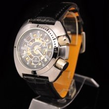 Y201 Submariner Black Automatic Skeleton Mechanical Mens Solider Military Watch