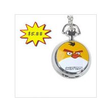 Yellow Bird Pattern Quartz Watch with Chain