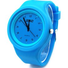 Zgo Candy Color Rubber Band Diamond Quartz Watch Unisex Wrist Watch 1pc