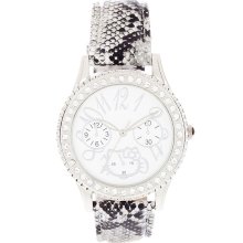 $115 Hello Kitty Women's Faux Python Rubber Strap Watch Black