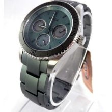 $135 Fossil Womens Stella Mint Green Aluminum Bracelet Watch Es3039
