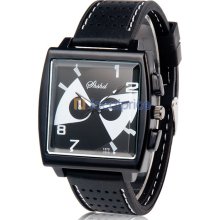 1370 Men's Quartz Sport Wrist Watch with Metal Case, Plastic Band, Dual-color Dial (Black and White)