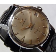 1950' Wittnauer Mens Swiss Made Automatic 10K Silver Gorgeous Dial Watch