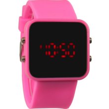 1pc Men Lady Mirror Led Date Day Silicone Rubber Band Digital Watch Gift,a19-pk