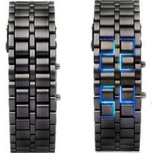 1pcs Mens Lava Style Iron Samurai Led Metal Watch,wl2