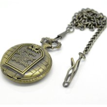 2 Bronze Tone Chain Quartz Pocket Watch 44cm