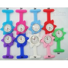 200pcs/lot Flowers Face Silicon Nurse Watch Pocket Watch Proffesiona