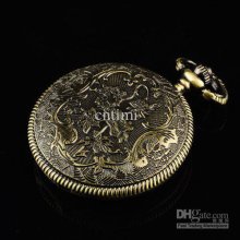 2012 Hotsale Freeship New Bronze Carved Quartz Pocket Watch With Cha