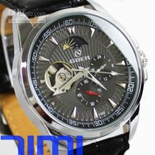2012 Hotsale Moonphase Men Wrist Automatic Mechanical Black Watch Fr