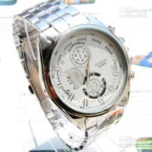 2013 Silver Band Wrist Watches For Men 3 Dial Casual Alloy Strap Chi